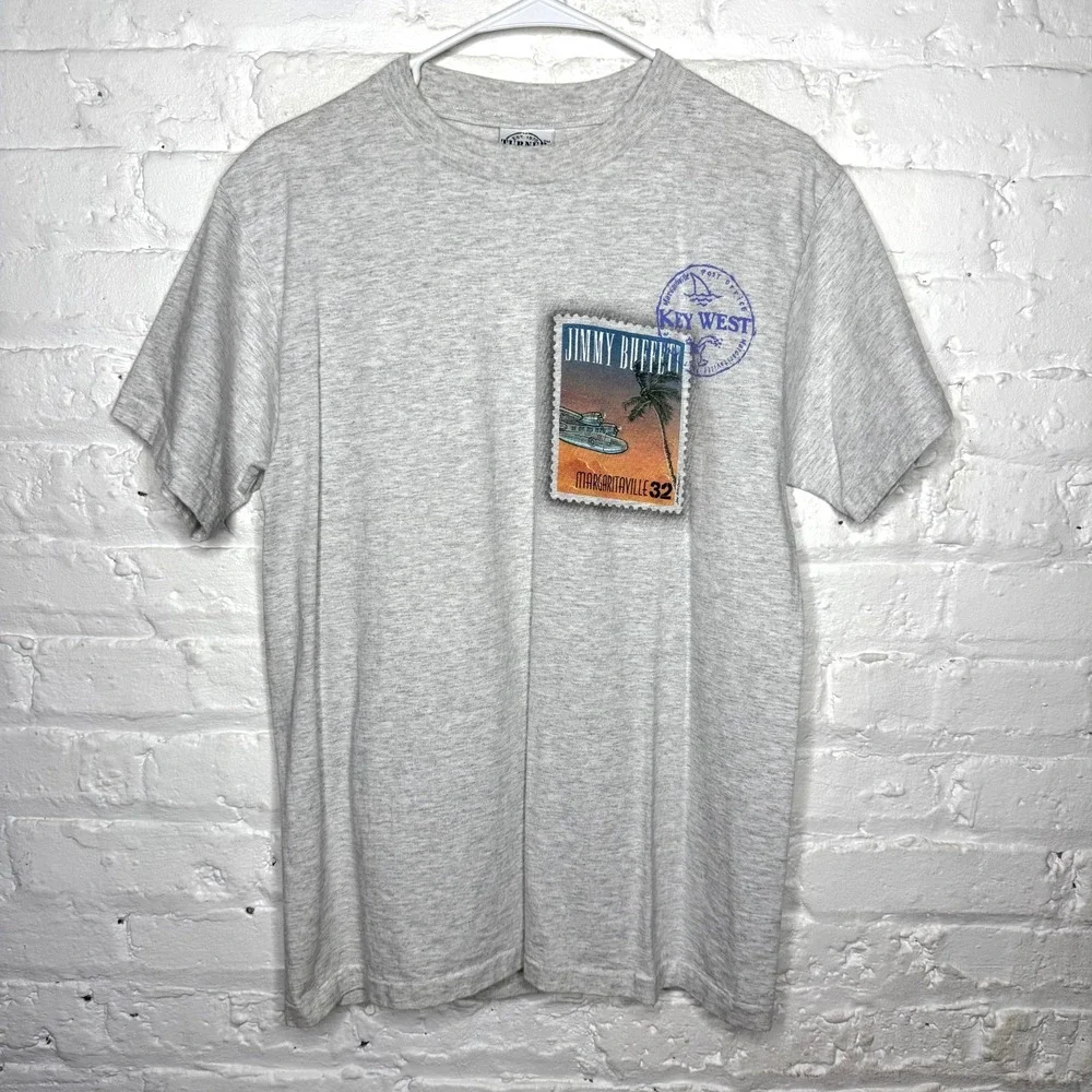 VTG Jimmy Buffett Margaritaville Key West‎ Parrot Shirt Size Medium Gray
